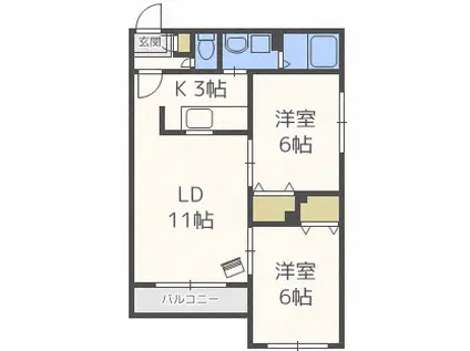 メトロガーデン(2LDK/2階)の間取り写真