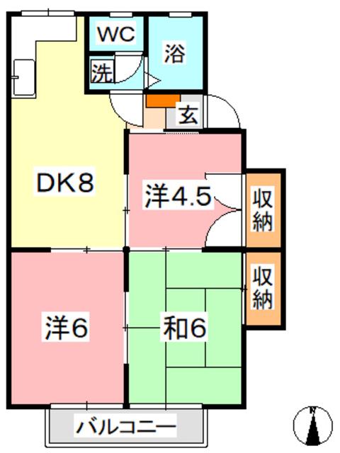 コーポ原(3DK/2階)の間取り写真