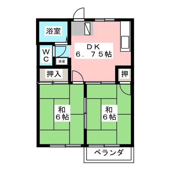 ガーデン関口(2DK/2階)の間取り写真