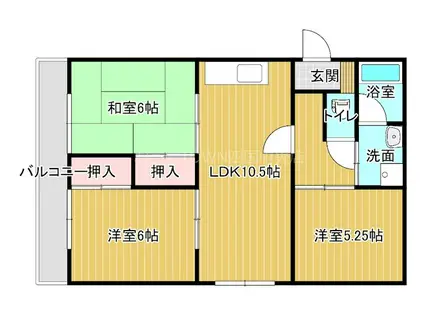 ハイツ石川(3LDK/4階)の間取り写真