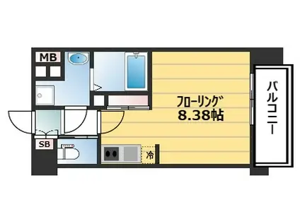 ドゥーエ江坂III(1K/9階)の間取り写真