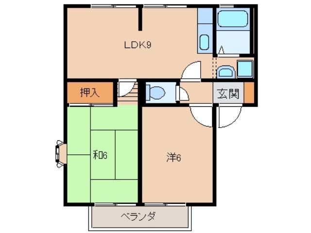 カーサポポ(2LDK/2階)の間取り写真