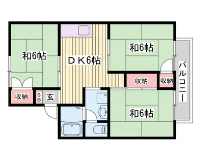 メゾン・ルミエールB棟(3DK/2階)の間取り写真
