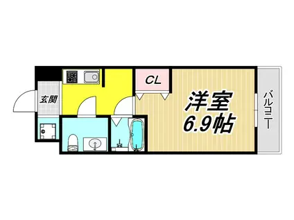レジュールアッシュ尼崎(1K/9階)の間取り写真
