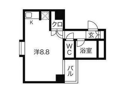 日宝プロシード榴岡(ワンルーム/2階)の間取り写真