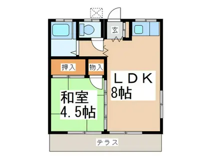 第2三浦ハイツ(1LDK/1階)の間取り写真
