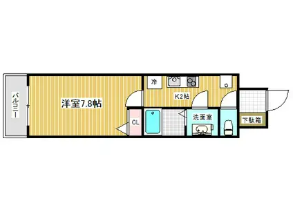 レオンコンフォート神戸西(1K/2階)の間取り写真