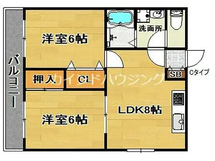 マンションマウンテン御崎(2LDK/3階)の間取り写真