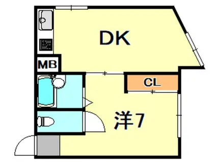 エスペランス・ドゥ・花隈(1DK/4階)の間取り写真