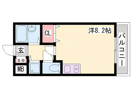 グランデール新神戸(ワンルーム/4階)の間取り写真