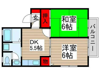 メゾン松本D(2DK/2階)の間取り写真