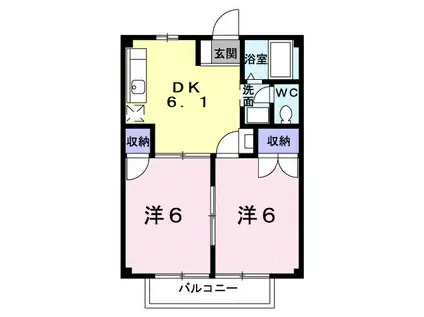 ファミール小杉I(2DK/1階)の間取り写真