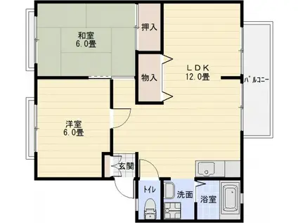 サンビレッジキタイA棟(2LDK/1階)の間取り写真