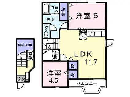 コーポ太陽I(2LDK/2階)の間取り写真