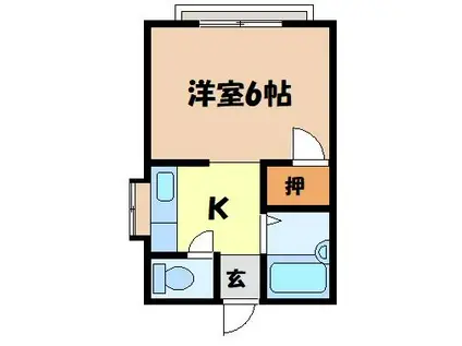 グリーンアパート くすのき(1K/1階)の間取り写真