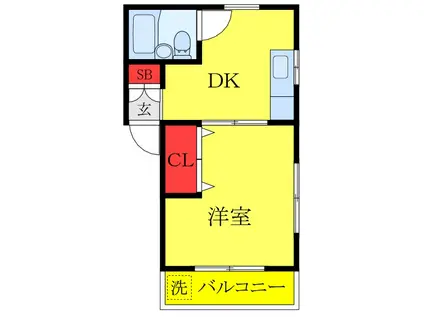 白川ハイツ(1DK/2階)の間取り写真