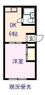 シャイン西深津(1DK/1階)の間取り写真