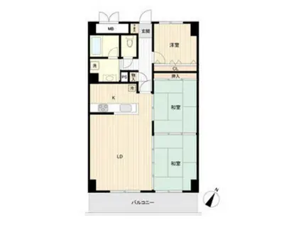 高砂関弐番館(3LDK/10階)の間取り写真