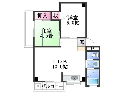 ドリームハイツ(2LDK/3階)の間取り写真