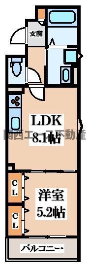 ラモーナ北条III(1LDK/1階)の間取り写真