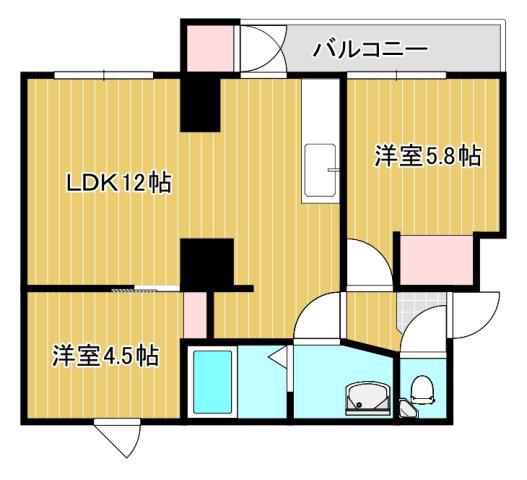 スカイレジデンス(2LDK/3階)の間取り写真