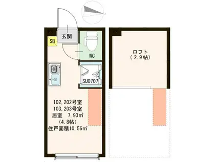 マシェリ小岩(ワンルーム/2階)の間取り写真