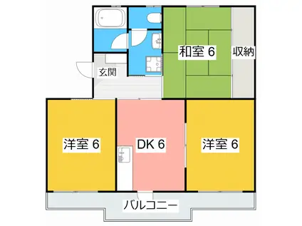 ハイネスハイツ稲垣(3DK/4階)の間取り写真