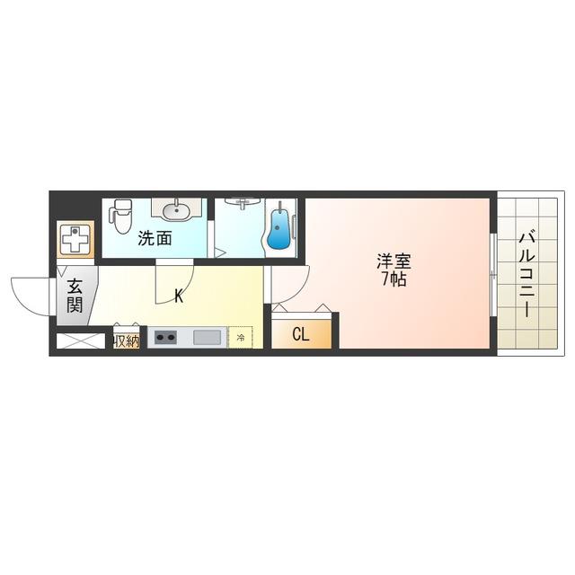 WILLDO九条南(1K/6階)の間取り写真