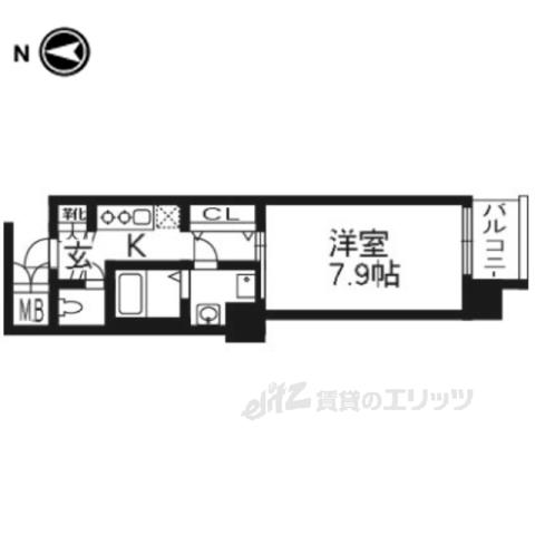 レジデンス京都ゲートシティ(1K/2階)の間取り写真