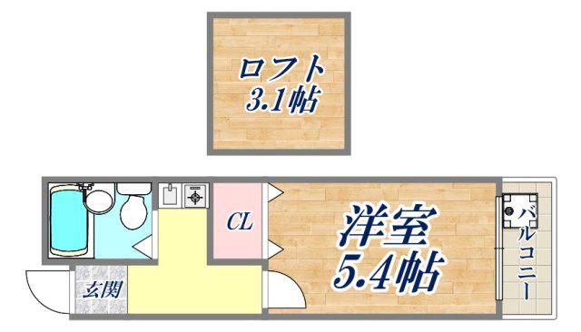 パレス11(1K/3階)の間取り写真