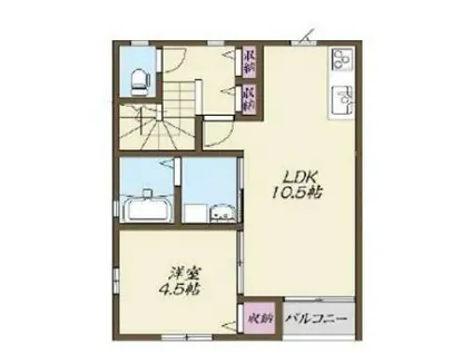 Kパラッツオ加古川(1LDK/2階)の間取り写真