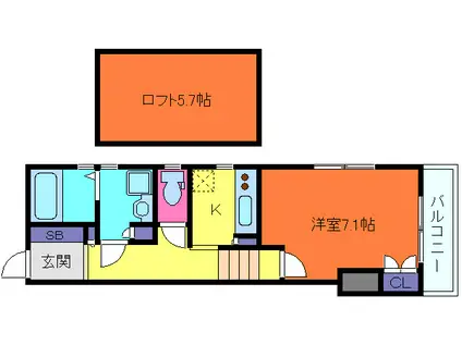 グランメールまや(1K/1階)の間取り写真