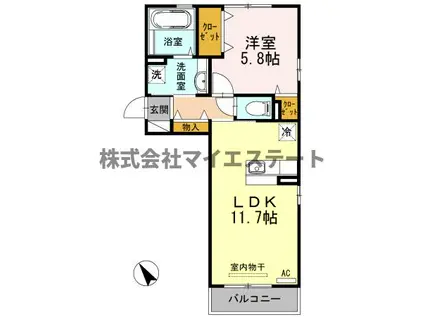 ライジングサンIII(1LDK/1階)の間取り写真