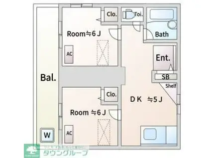 フラットイン蓮根(2DK/2階)の間取り写真