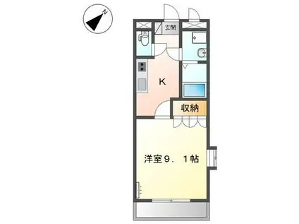 アンド・ユー大道(1K/2階)の間取り写真