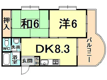 第2庭園ハイツ(2DK/2階)の間取り写真