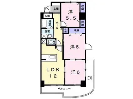 アズゥール(3LDK/6階)の間取り写真