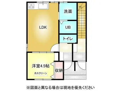 カンパニア西の土居弐番館(1LDK/1階)の間取り写真