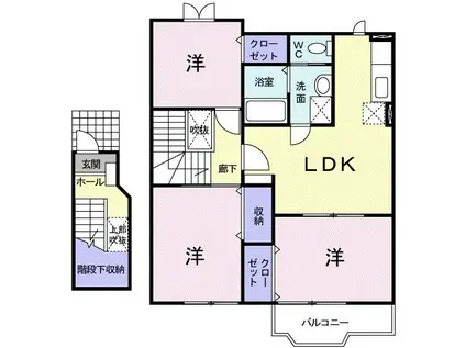 ウィンド ヒル B(3LDK/2階)の間取り写真