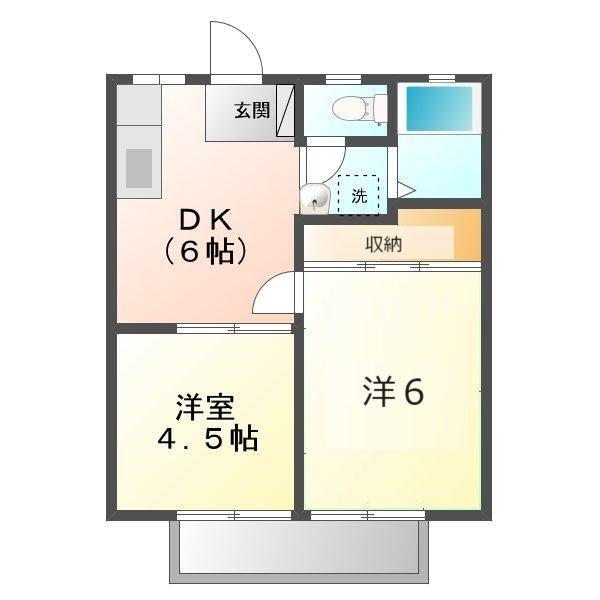 シティおかやま(2DK/2階)の間取り写真