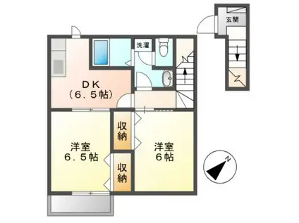ニューセンチュリー スクエアー B棟(2DK/2階)の間取り写真