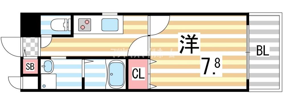 CASSIA住道(1K/6階)の間取り写真