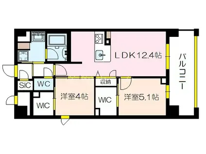 セントリヴィエ大阪梅田(2LDK/4階)の間取り写真