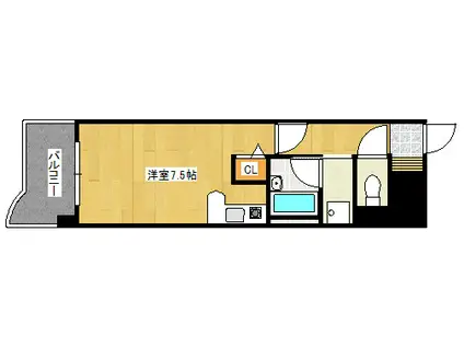 ライオンズマンション六ツ門第2(ワンルーム/4階)の間取り写真