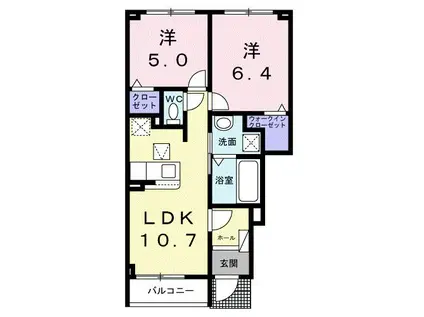フランコリーヌ 7(2LDK/1階)の間取り写真