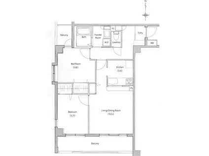 ソサエティ柿の木坂アネックス(2LDK/4階)の間取り写真