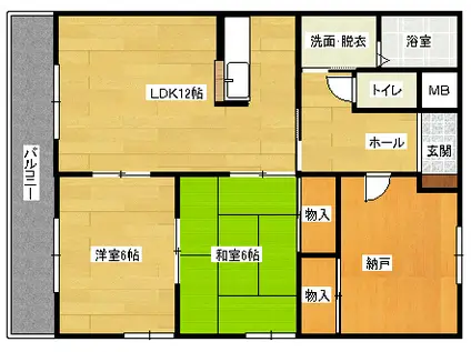 グランドハイツ(2SLDK/3階)の間取り写真