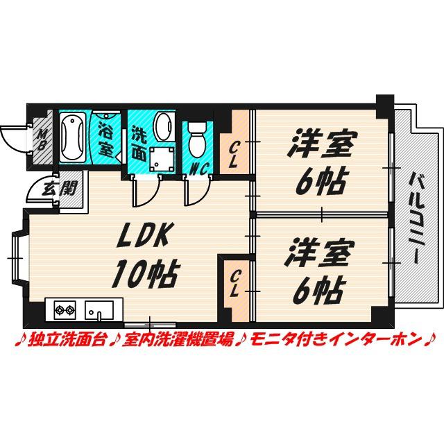 サンライズツイン関目2号館(2LDK/5階)の間取り写真
