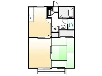 ビーライン西新涯(2DK/2階)の間取り写真