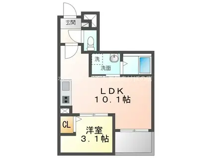 JACK FUNAMACHI II(1LDK/3階)の間取り写真